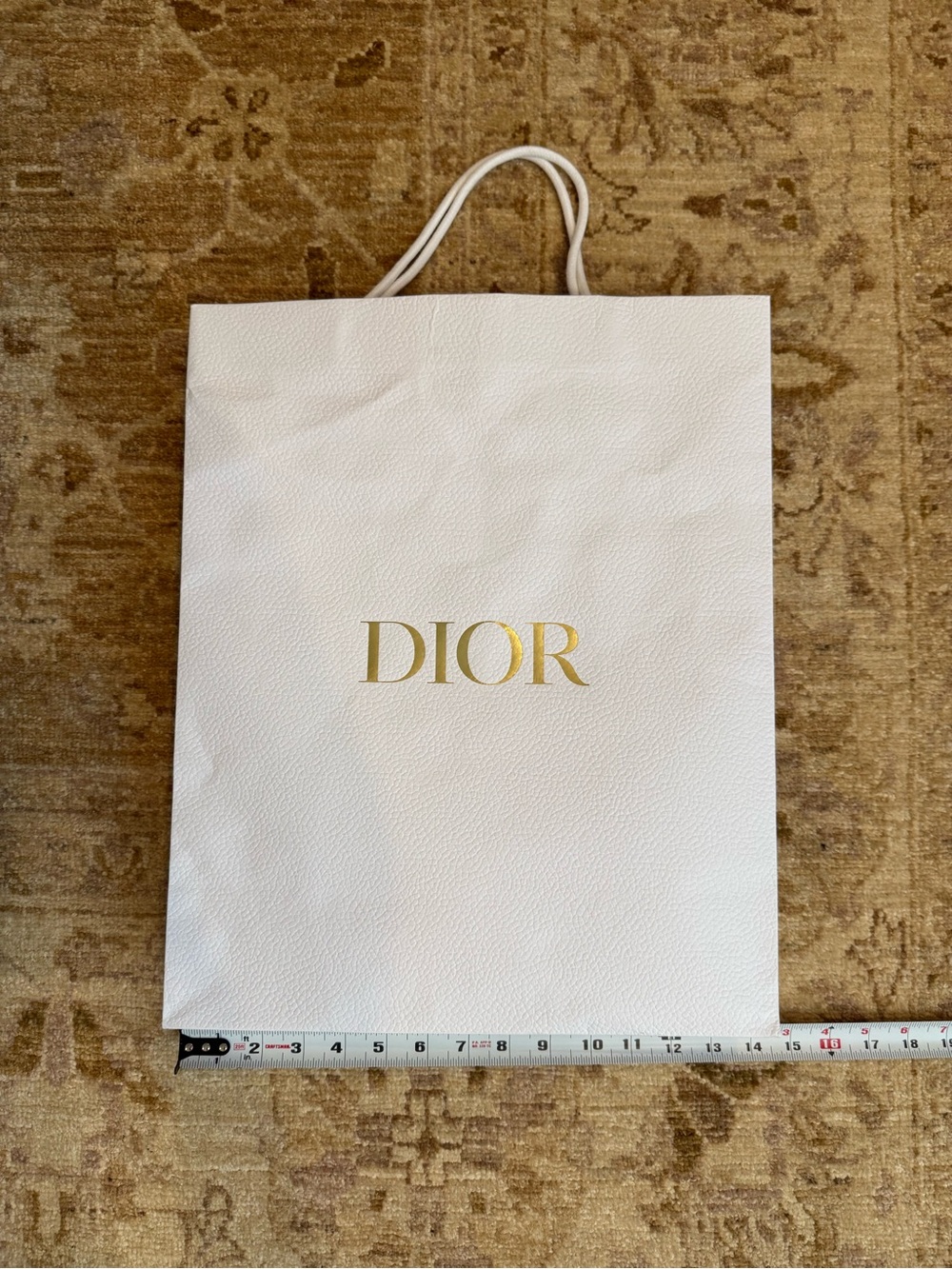 Dior White Bag with Gold Logo and Rope Handles